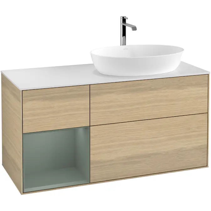 Tvättställsskåp Villeroy & Boch Finion med 3 Lådor Hylla och Bänkskiva för Ocentrerat Tvättställ från Artis & Collaro