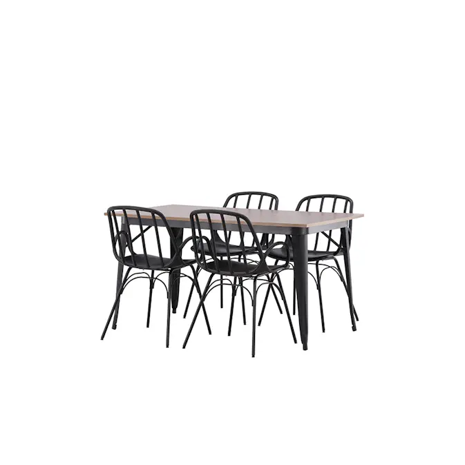 Spisegruppe Venture Home Tempe 140 cm med 4 Dyrön Stoler