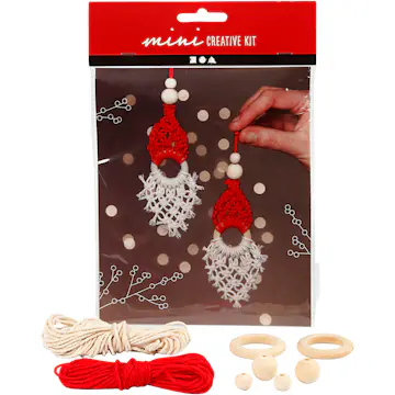 Materiellsett Creativ Company Mini DIY Kit Makramé Nisse 2 stk/1 sett