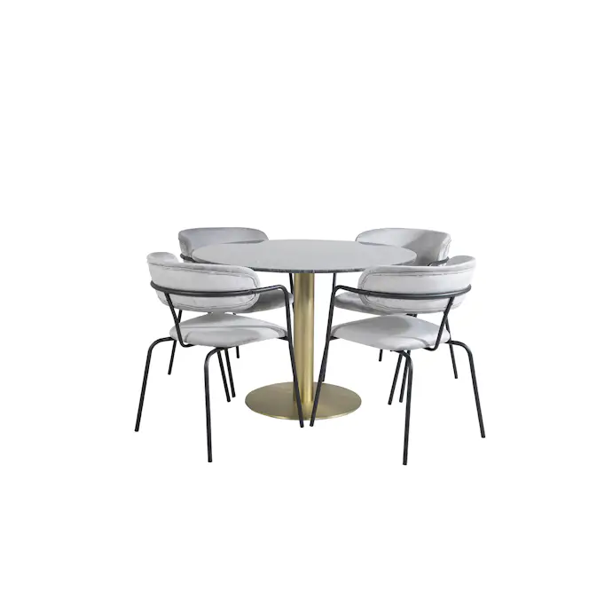 Spisegruppe Venture Home Estelle med 4 Aris Stoler Fløyel