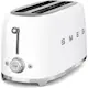 Brødrister Smeg TSF02WHEU Hvit 50-talls Retro Design med Ekstra Brede Spor