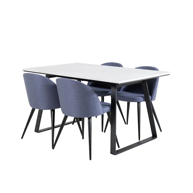 Spisegruppe Venture Home Estelle 140 med 4 Valentina Stoler Polyester