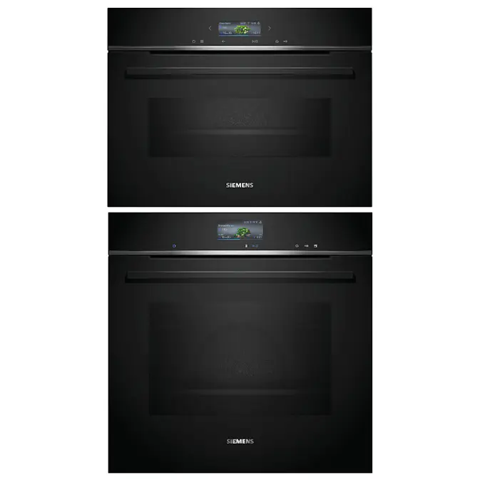 Ovn- og Mikrobølgepakke Siemens iQ700 HR736G1B1 + CM724G1B1 Damp- og Kompaktovn Sort
