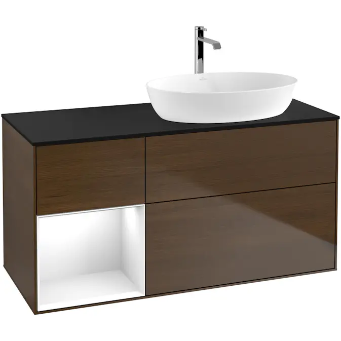 Tvättställsskåp Villeroy & Boch Finion med 3 Lådor Hylla och Bänkskiva för Ocentrerat Tvättställ från Artis & Collaro