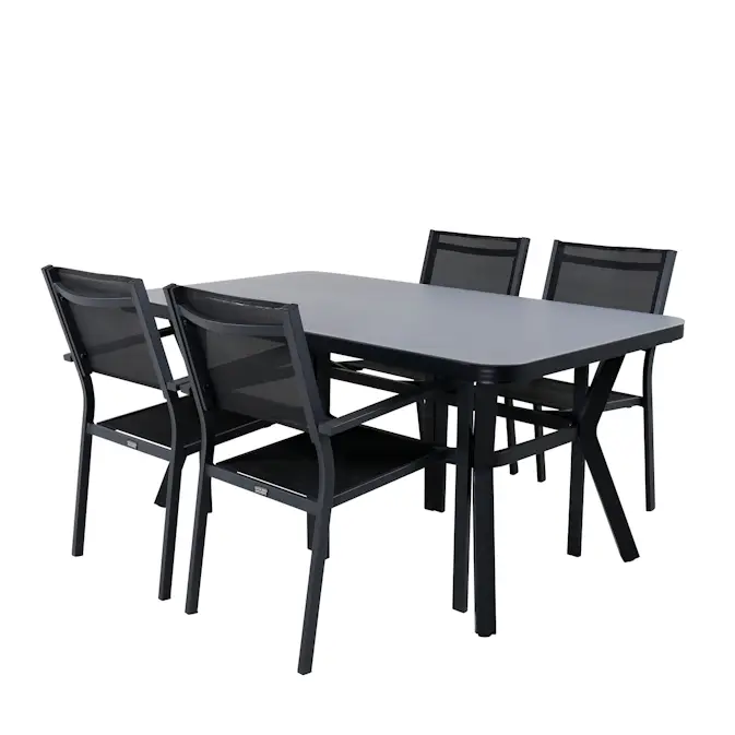 Spisegruppe Venture Home Vyn med 4 Curz Stablebare Spisestoler