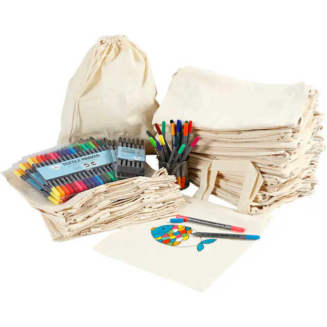Materiellsett Creativ Company Tekstilnett med Tusj str 27,5x30 cm 1 sett