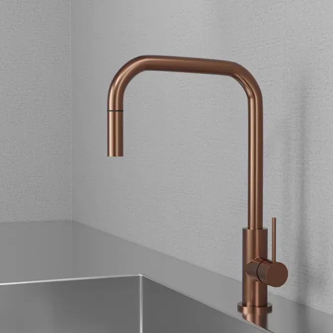 Kjøkkenbatteri Scandtap Steel Accent Square med Uttrekkbar Tut