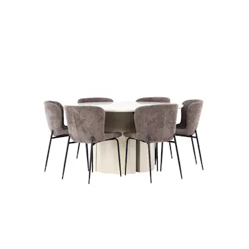 Spisegruppe Venture Home Sandvik med 6 Modesto Stoler