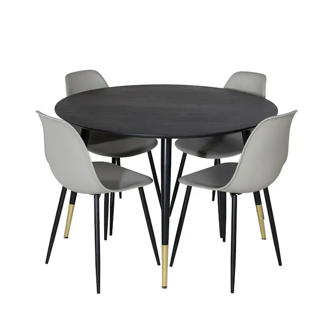 Spisegruppe Venture Home Dipp Ø115 cm med 4 Polar Plast Stoler