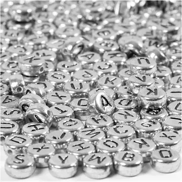 Bokstavperler Creativ Company Sølv Dia 7 mm Hullstr 1,2 mm 21 g/1 Pk