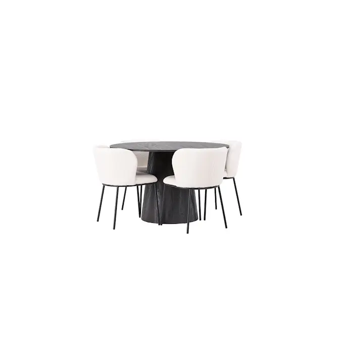 Spisegruppe Venture Home Lanzo Ø120 cm med 4 stk Edina Stoler