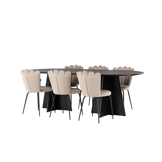 Spisegruppe Venture Home Bootcut Oval med 6 Limhamn Light Stoler