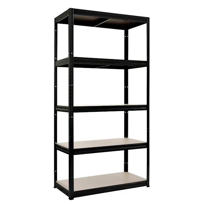Hylla Home It Stål Med 5 Trävåningar 1800×900×450 mm Svart