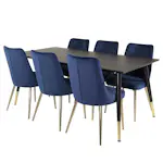 Spisegruppe Venture Home Dipp med 6 Velvet Deluxe Fløyel Stoler