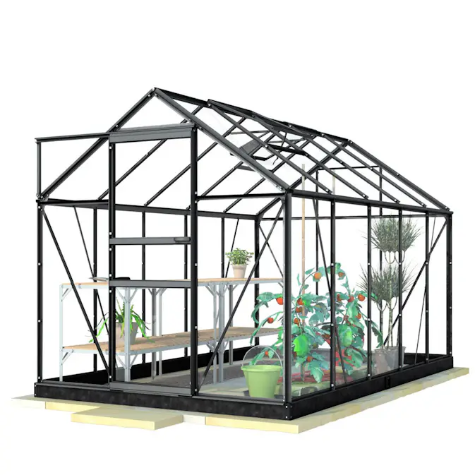 Drivhus Lykke PC 62 m2 Sort