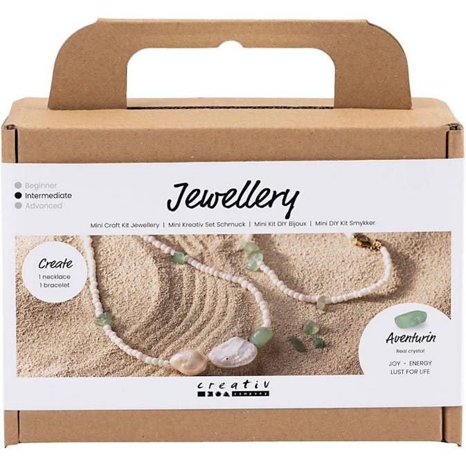 Hobbysett Creativ Company Mini DIY Kit Smykke Aventurine Halskjede og Armbånd