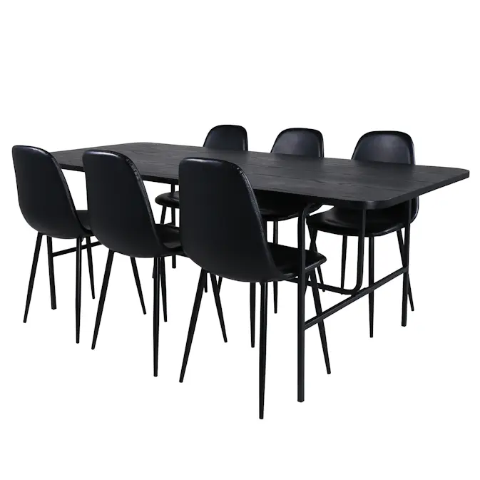 Spisegruppe Venture Home Chicago Sort med 6 Pobbie Stoler