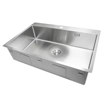 Enkelvask Strand Stainless SOLID med clips och blandarplats