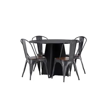 Spisegruppe Venture Home Bootcut Ø110 cm med 4 Tempe Stoler