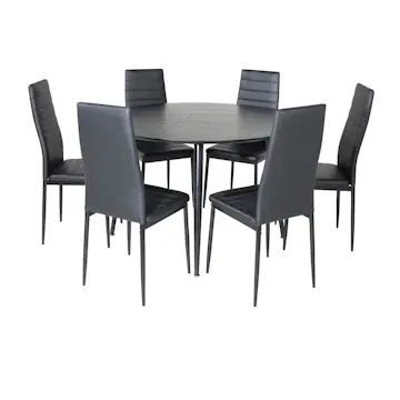 Spisegruppe Venture Home Dipp Ø115 cm med 6 Slim Stoler