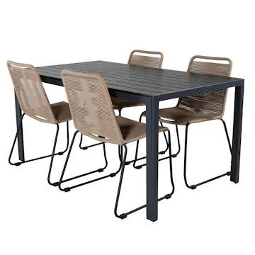 Spisegruppe Venture Home Bundy med 4 Levi Stoler