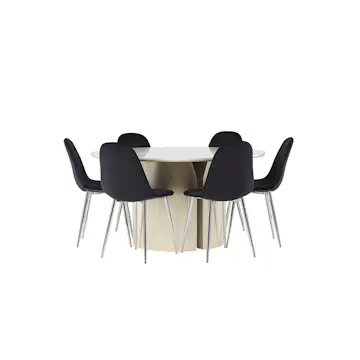 Spisegruppe Venture Home Sandvik med 6 Polar Fløyel Stoler