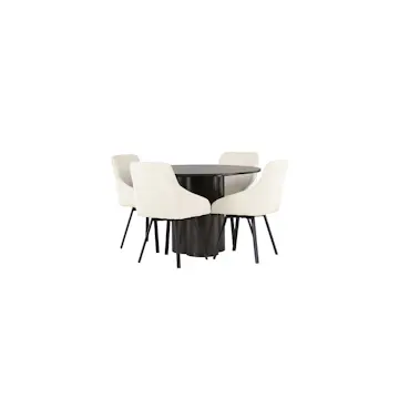 Spisegruppe Venture Home Olivia Ø110 cm med 4 stk Rosie Stoler