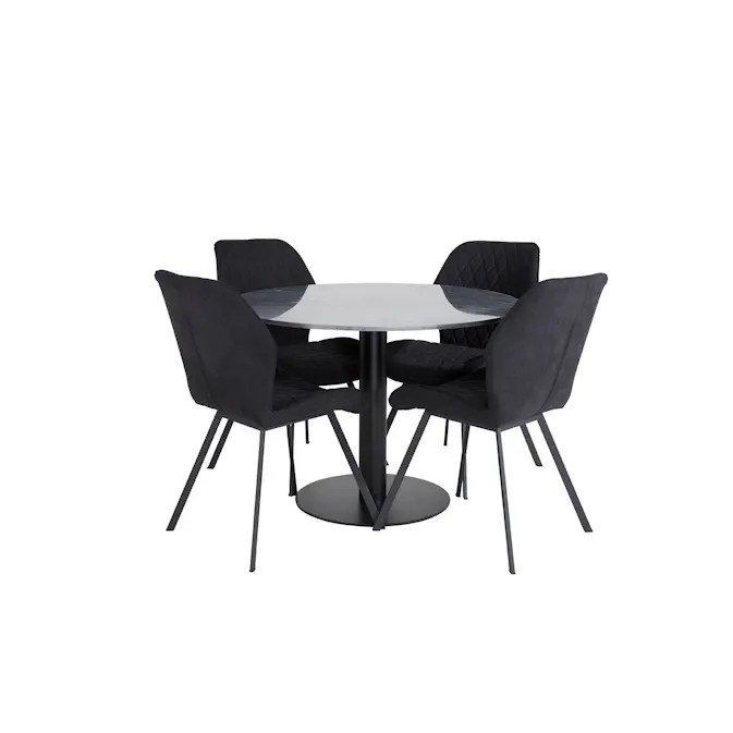 Spisegruppe Venture Home Estelle med 4 Geneva Stoler Polyester