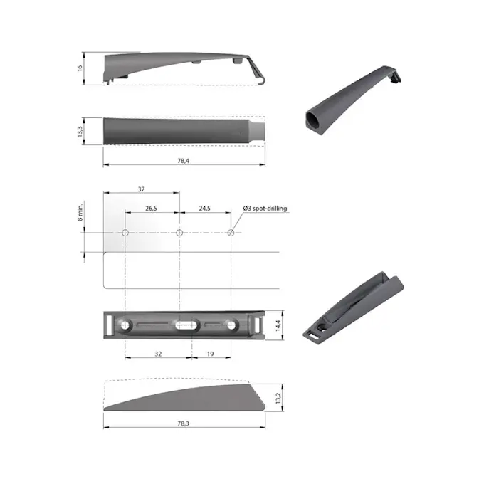 Trykk Åpne Beslag Design K-push Komplett med Magnet