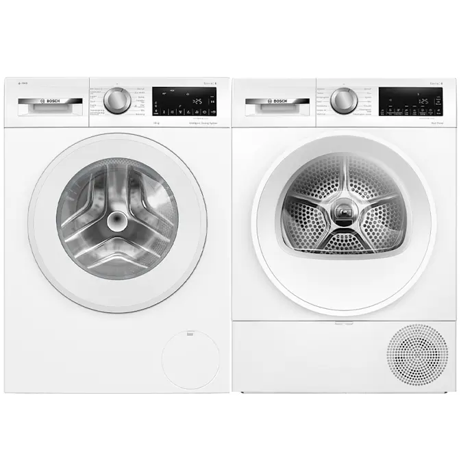 Vaskemaskin og Tørketrommel Bosch WGG254FLSN + WQG2420ASN Serie 6 Hvit