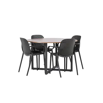 Spisegruppe Venture Home Durango Ø 120 cm med 4 Baltimore Stoler