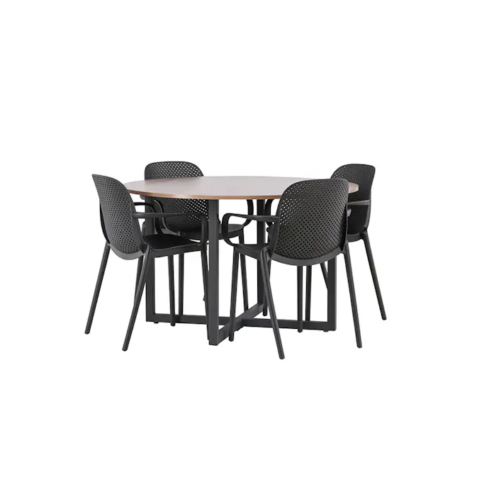 Spisegruppe Venture Home Durango Ø 120 cm med 4 Baltimore Stoler