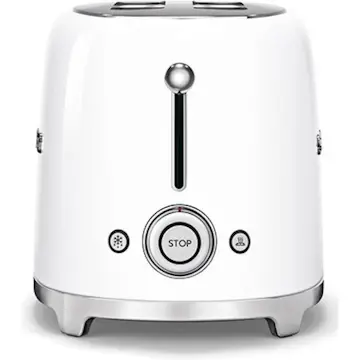 Brødrister Smeg TSF02WHEU Hvit 50-talls Retro Design med Ekstra Brede Spor