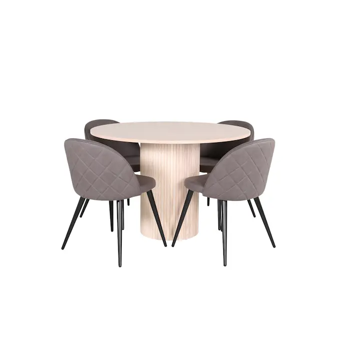 Spisegruppe Venture Home med Rundt Bianca Spisebord og 4 Valentina Stitcthes Spisestoler