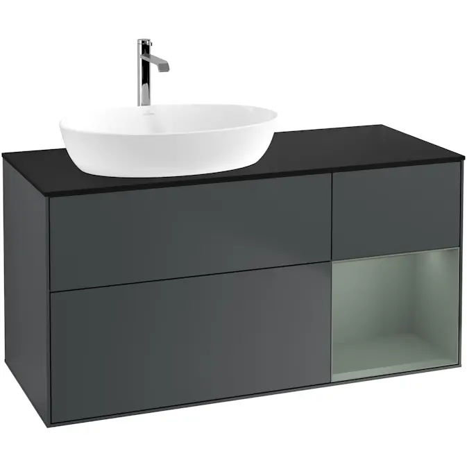 Tvättställsskåp Villeroy & Boch Finion med 3 Lådor Hylla och Bänkskiva för Ocentrerat Tvättställ från Artis & Collaro