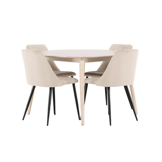 Spisegruppe Venture Home Flora Ø120 cm med 4st Night Spisestoler