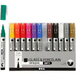 Glass- og Porselenstusj Creativ Company Ass farger Strek 1-2 mm halvdekkende 12 stk/1 Pk