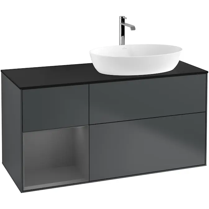 Tvättställsskåp Villeroy & Boch Finion med 3 Lådor Hylla och Bänkskiva för Ocentrerat Tvättställ från Artis & Collaro