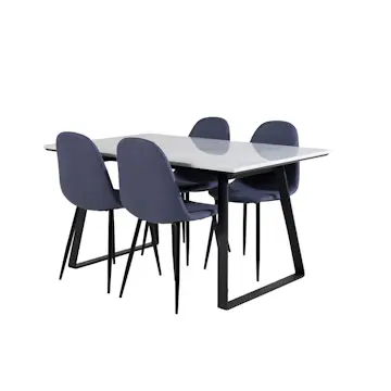 Spisegruppe Venture Home Estelle 140 med 4 Pobbie Stoler Polyester