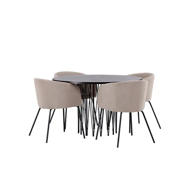 Spisegruppe Venture Home Stone Ø120 cm med 4 Berit Stoler