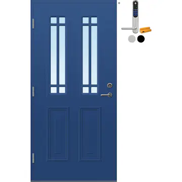 Ytterdør Bygg1 Mandal Klarglass med Yale Doorman Classic Home