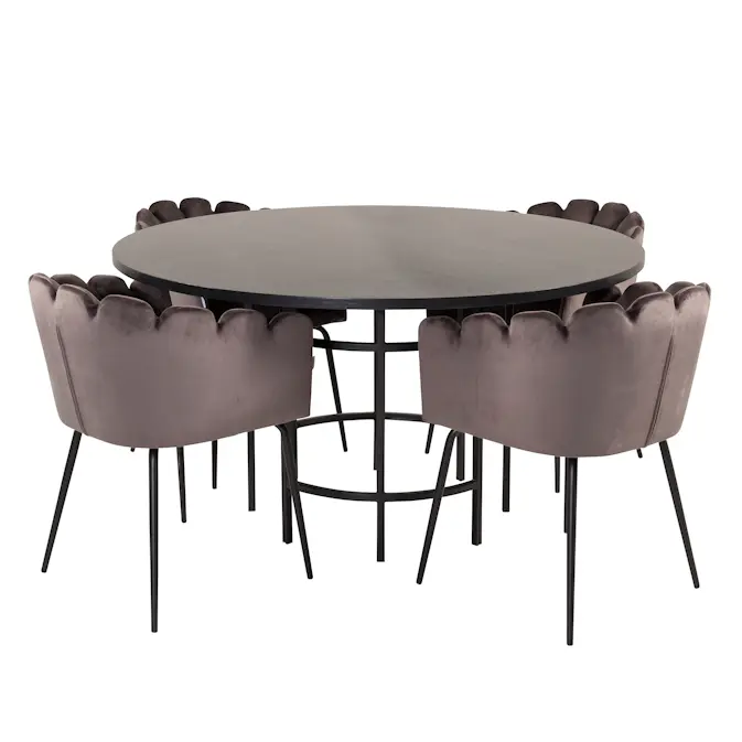 Spisegruppe furniture/fashion Copenhagen med 4 Grå Limhamn Stoler
