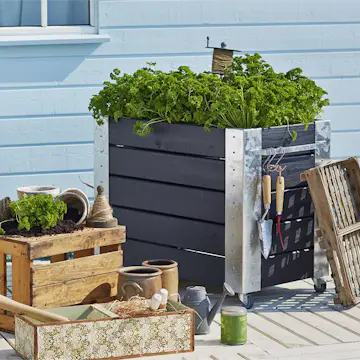 Blomsterkasse PLUS Cubic Svart 87x50x70 cm