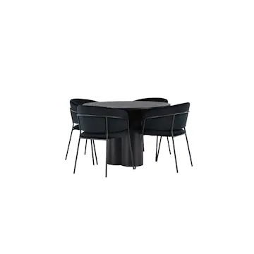 Spisegruppe Venture Home Olivia Ø110 cm med 4 stk Selma Stoler