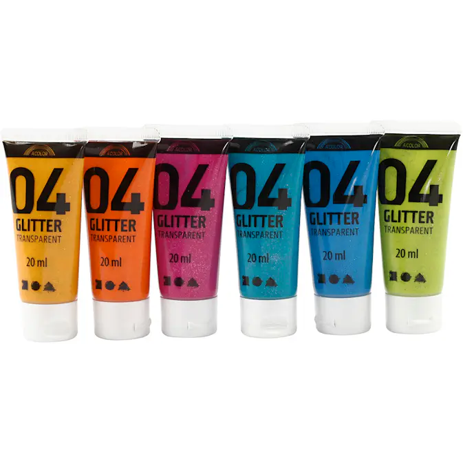 Glitterfarge Creativ Company Ass Farger Nr 04 6x20 ml/1 Pk
