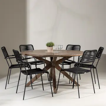 Hagegruppe Venture Home Rosario med 6 Lindos Lenestoler