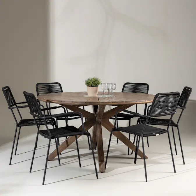 Hagegruppe Venture Home Rosario med 6 Lindos Lenestoler
