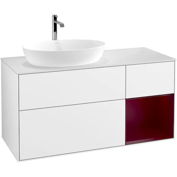 Tvättställsskåp Villeroy & Boch Finion med 3 Lådor Hylla och Bänkskiva för Ocentrerat Tvättställ från Artis & Collaro