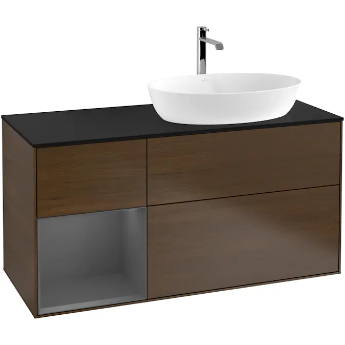 Tvättställsskåp Villeroy & Boch Finion med 3 Lådor Hylla och Bänkskiva för Ocentrerat Tvättställ från Artis & Collaro