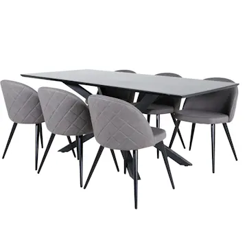 Spisegruppe Venture Home med Piata Spisebord og 6 Valentina Stitcthes Spisestoler
